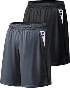 Athletic Shorts for Men with Pockets and Elastic Waistband Quick Dry Activewear - Picture 1 of 12