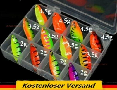 12er Set Box Trout Spoon Set Forellenblinker Blinker Kunstköder Spinnfischen Neu - Bild 1 von 4
