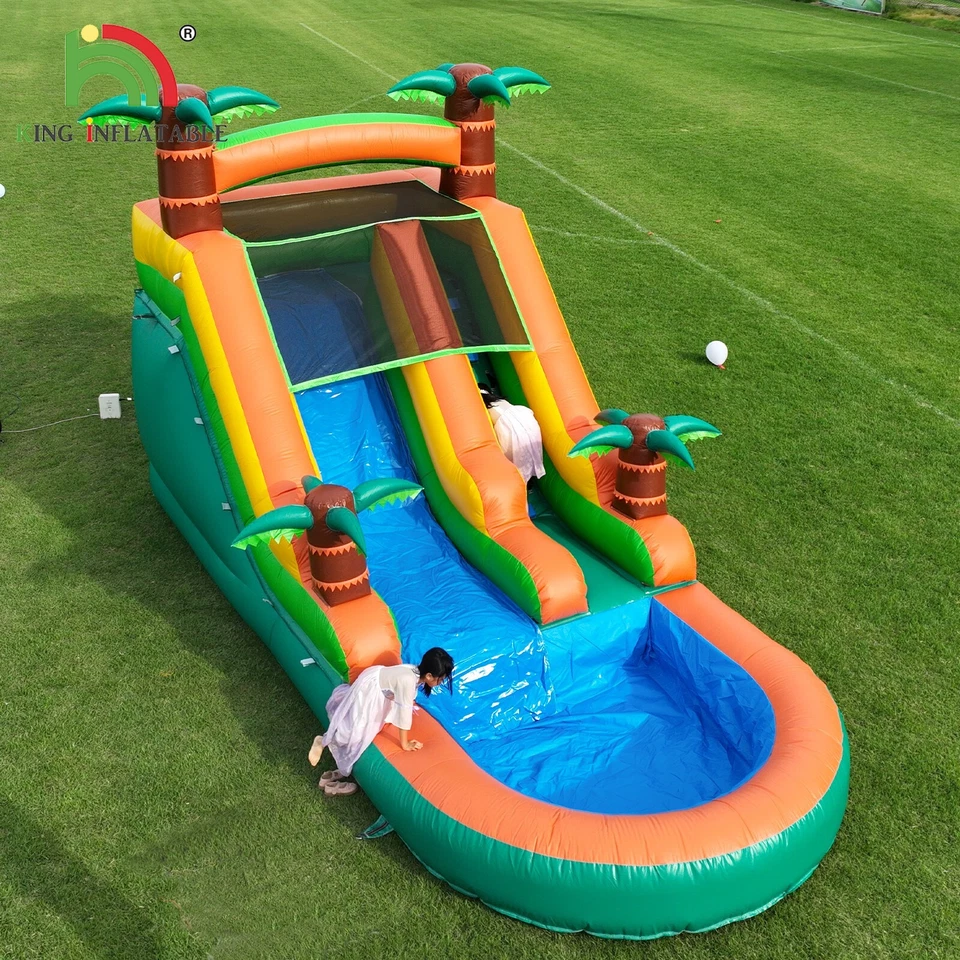 Tobogán acuático inflable de PVC de 21x9x12 pies con piscina para niños fiesta en el patio trasero Foto 1 de 4