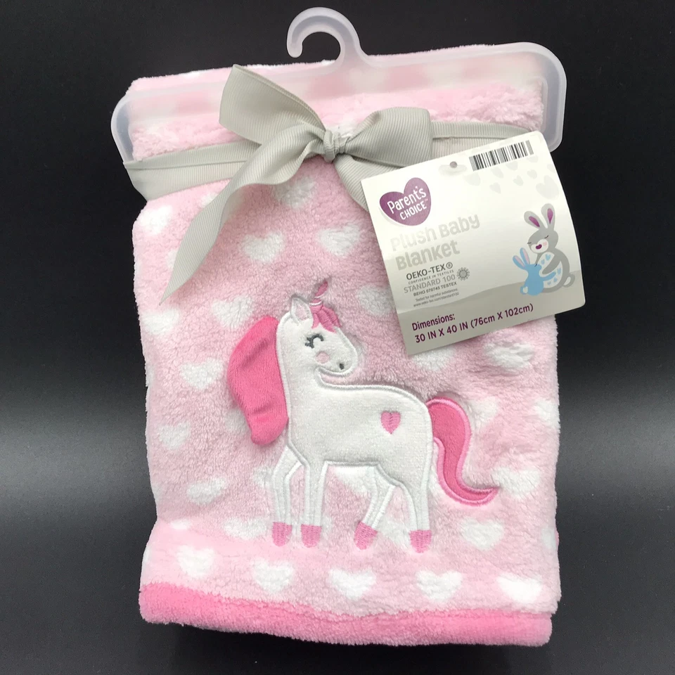 Parent's Choice Elephant Lovey Heart Plush Baby Security Blanket Pink Hearts C8