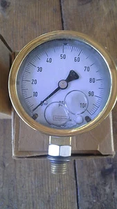 Noshok 25.300.SST.100 Pressure Gauge 100PSI Liquid Filled 7/16"-20 Bottom CONN - Picture 1 of 1
