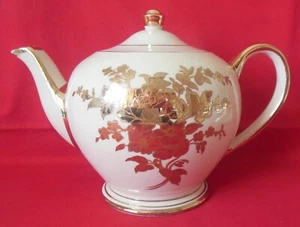 Sadler England Teekanne #1555 Gold Blumen auf Creme EUC - Bild 1 von 11