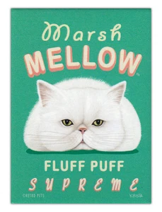 Retro Cats Refrigerator Magnets - Marsh Mellow Marshmellow - Advertising Art - Picture 1 of 1