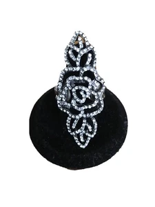 Size 8 Estate Floral Rhinestone Stretch Adjustable Ring - Bild 1 von 7