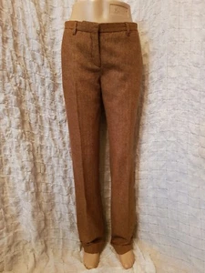 MALO brown tan herringbone crease wool trousers size 40 - Picture 1 of 12