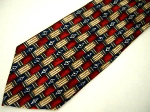 Corbata corta Stafford para hombre azul marino rojo marrón geométrica 56" - Imagen 1 de 4