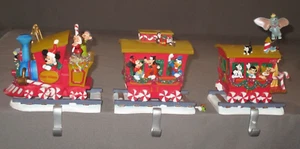 Disney Mickey & Friends Musical Train Stocking Holder 3 Pc Set Pooh Dumbo Dwarfs - Picture 1 of 18