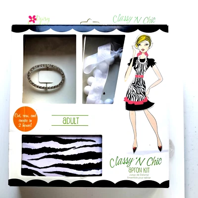 Daisy Kingdom Classy N Chic Beaded Apron Sewing Kit ADULT ZERBA PRINT NEW! - Image 1 of 2