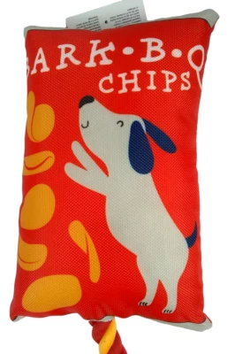 Bark B Q Chips Dog Toy Dog's Squeaky Rope Squeaks Throw Doggy Squeaking Dogs BBQ - Image 1 of 4