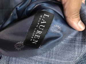 Lauren Ralph Lauren Blue Plaid Blazer Sport Coat Size 44L 2 Button Preppy - Picture 1 of 11