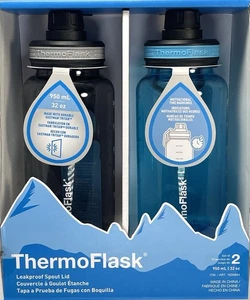 ThermoFlask Tapa de Caño a Prueba de Fugas Botella Tritan-32OZ*2 Gris y Azul - Imagen 1 de 3