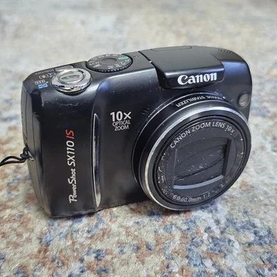 Canon PowerShot SX110 IS 9.0MP Digital Camera - Black Tested Working - Image 1 of 4