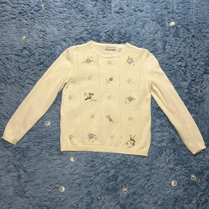 Alfred Dunner Vogel Blumen bestickt Shirt Größe Petite Small Damen süß Y2K - Bild 1 von 11