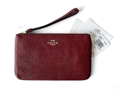 Coach Crimson Red Large Wristet in Crossgrain Leather F57465 NWT - Image 1 of 4