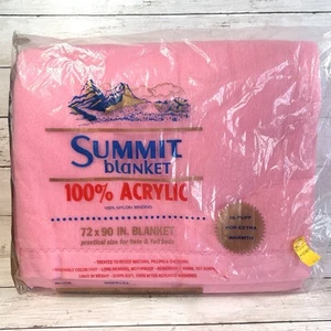 Summit ACRYLIC WOVEN BLANKET Twin/Full PINK, 72x90 New In Package - Picture 1 of 6