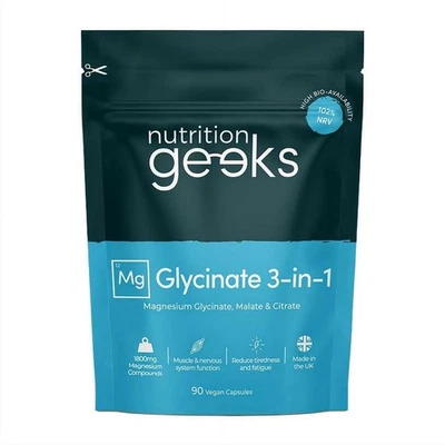 Nutrition Geeks Magnesium Glycinate 3-in-1 Complex, 1800mg Magnesium Supplements