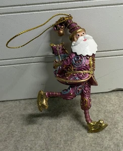 Zauberer hält Geschenke rosa glitzernder Weihnachtsschmuck handbemalt NEU - Bild 1 von 3