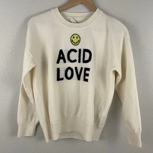 Sandro Paris Smiley Size 2 Jumper Zola Sweater Acid Love Wool Cashmere Blend - Picture 1 of 8