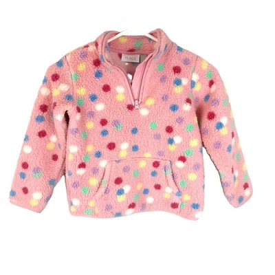 Pulôver infantil feminino estampa Sherpa tamanho 5T manga longa bolinhas bolso macio - Imagem 1 de 4