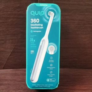 quip 360 Oscillating Rechargeable Electric Toothbrush + Travel Case - White/Blue - Picture 1 of 2