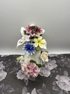 Vintage Royal Doulton Flowers Vase Figurine Bone China Roses Carnations READ - Image 1 of 4