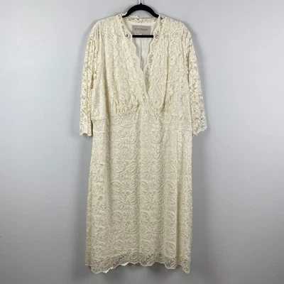 Kiyonna Bridal Cream Lace Wedding Dress Size 4X Stretch Midi Lined - Image 1 of 4
