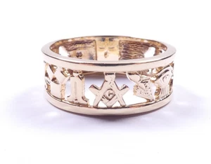 Goldring 9 Karat Gelb Freimaurer Band Gr. Z 6,8 Gramm - Bild 1 von 9
