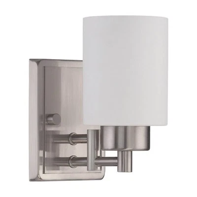 Sunset Lighting Ledbury 1-Light Wall Sconce Bright Satin Nickel Finish F3151-80 - Image 1 of 2