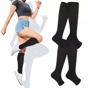 Compression Socks Leg Support Stockings Womens Mens 15-20 mmHG Open Toe XXL - Picture 1 of 12