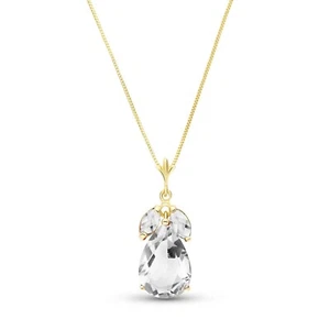 14K. SOLID GOLD NECKLACE WITH NATURAL WHITE TOPAZ (Yellow Gold) - Picture 1 of 4