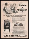 1926 Haag Bros Co. Peoria Illinois Washing Machine "Are You A Guesser?" Print Ad
