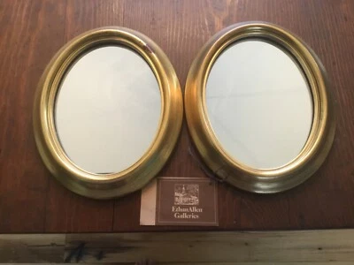 2 Ethan Allen Oval Accent Mirrors from Collector’s Classics Gold Washed 9.5”x7.5 - Image 1 of 4