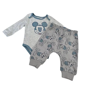 Disney 2 Piece Set Baby Gray For 9 Months One Piece Shirt Pants Graphic Print - Picture 1 of 8