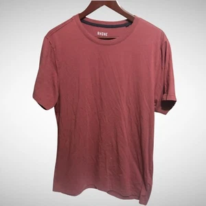 Rhone shirt mens large solid red pinkish short sleeve crew neck pre owned gym - Picture 1 of 8