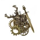 Punk Brooch Pin Fashion Steampunk Hair Clip for Women Cool Coat Pin for Men