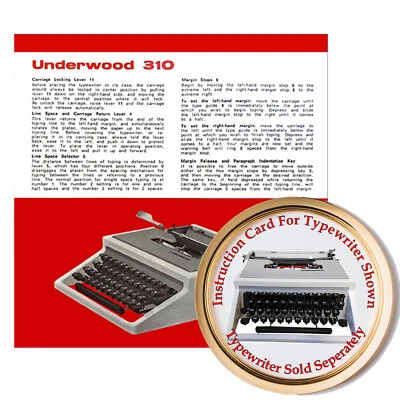 Underwood 310 打字机所有者用户说明卡指南 — 第 1/4 张图片