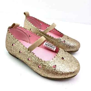 Carters Ellaria Little Girl Gold Glitter Slip On Dress Flats Shoes Size 8 M *NEW - Picture 1 of 4