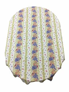 French Provencal Coated Cotton Tablecloth Roses & Lavender France 61X118 - Picture 1 of 4