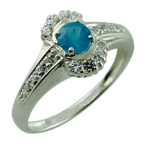 Regalo Compleanno Per Lei Anello Cocktail Pietra Preziosa Neon Apatite Misura 7 Argento 925 - Foto 1 di 15