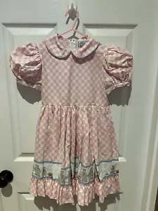 Vintage Daisy Kingdom Dress 6X Factory Made Pink Checked Bears Spring Easter - Picture 1 of 8
