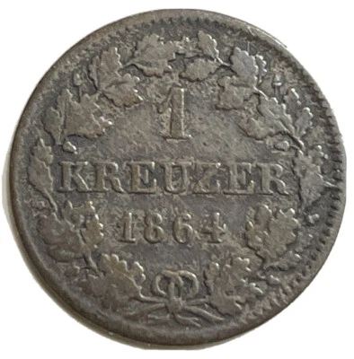 1864 GERMANY - GERMAN STATES - BAYERN SILVER 1 KREUZER - Image 1 of 3