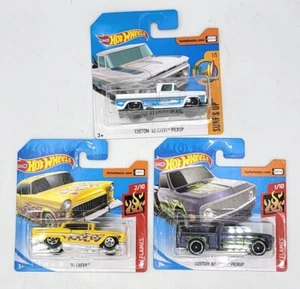 2017 HOT WHEELS '55 Chevy Custom '69 Pickup Custom '62 Chevy Pickup LOT OF 3 - Picture 1 of 7