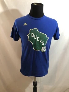 Adidas NBA Milwaukee Bucks Blue Short Sleeve T - Mens M, Chest 18”, Length 25.5” - Picture 1 of 3