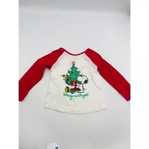 New Jumping Beans Peanut Merry & Bright Raglan Graphic Tee Size 4T Toddler Girl - Picture 1 of 4