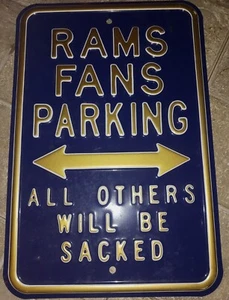 HEAVY NFL St. Louis Rams Metal Parking Sign~12" x 18" W/ Embossed Print - Picture 1 of 4