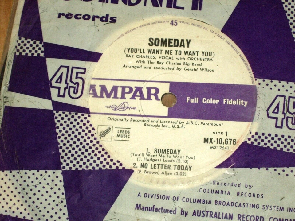 RAY CHARLES *OZ  7" EP ' SOMEDAY ' 1962 VGC+ - Image 1 of 2
