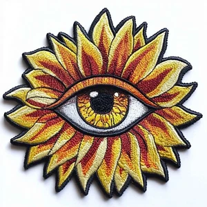 Eye Sunflower Patch Iron-on Applique for Vest Jackets, Clothing, Hats, Backpack - Picture 1 of 18