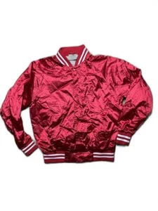 Vintage Augusta Red Satin Baseball Jacket Full Snap M NWOT - Picture 1 of 7