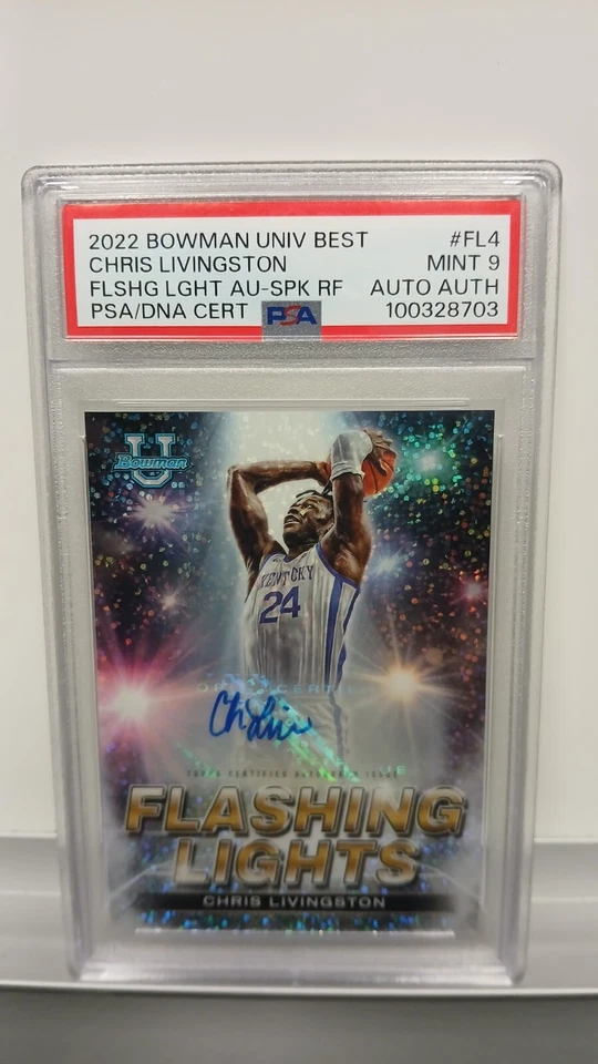 2022-23 Bowman's Best U - FLASHING LIGHTS AUTO Chris Livingston 10/25 PSA 9 - Image 1 of 2