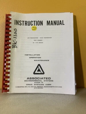Associated Low-High Temperature Test Chamber BK 1100 Series Instruction Manual - Image 1 of 2